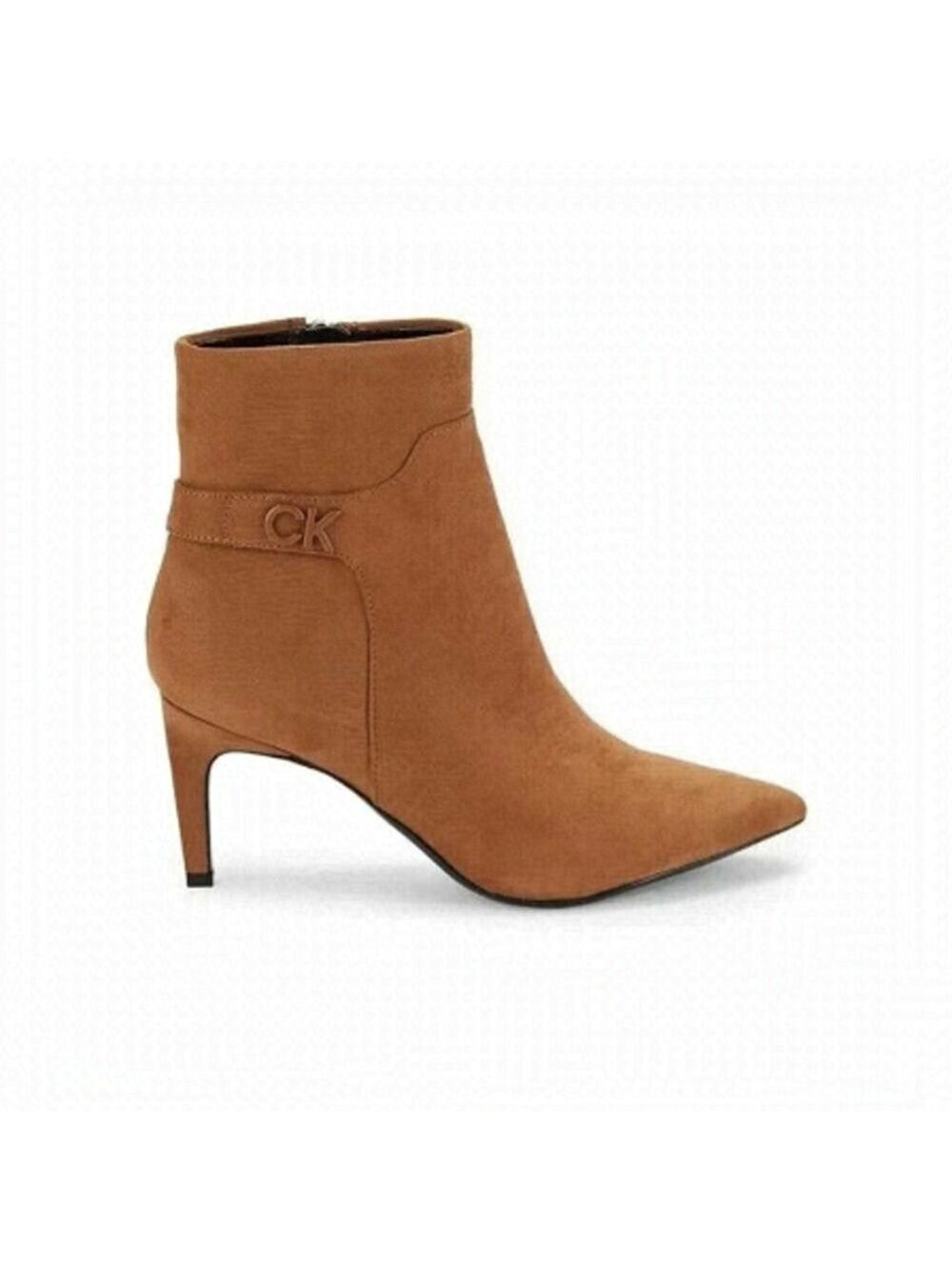 Calvin Klein BNWT Women's brown suede ankle boot sz 8.5 pointed toe side zip NEW
